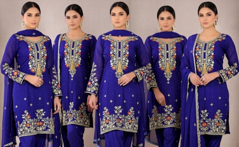 Exclusive Embroidered Three-Piece Salwar Kameez for Women