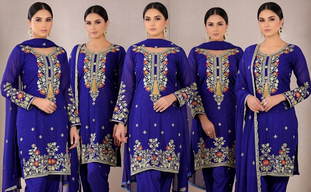 Exclusive Embroidered Three-Piece Salwar Kameez for Women