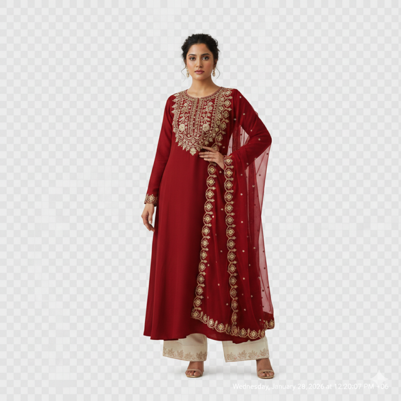 Exclusive Embroidered Three-Piece Salwar Kameez for Women