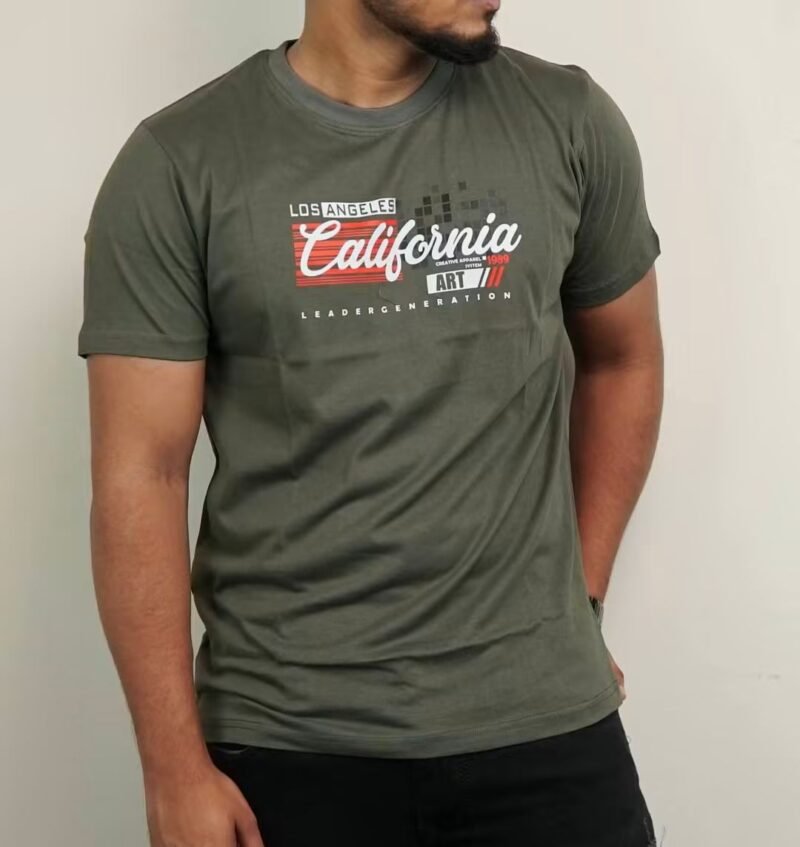 Minimal Printed Premium Cotton Casual Crew Neck T-Shirt Navy