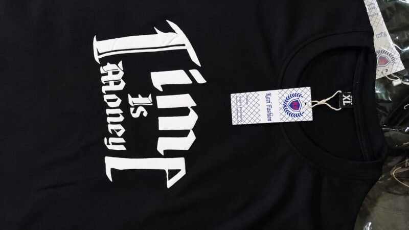 Minimal Printed Premium Cotton Casual Crew Neck T-Shirt Navy